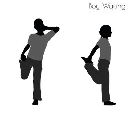 Boy in Waiting pose on white background Stock Illustration