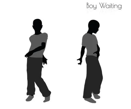 Boy in Waiting pose on white background Stock Illustration