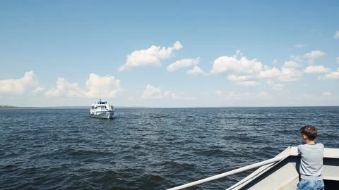 The Boy Is Waiting For The Ship Stock Footage 87552595