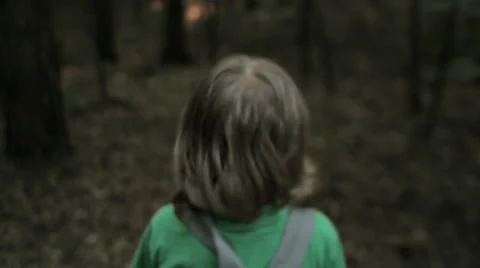 BOY WALK THROUGH THE FOREST Stock Footage 68755597