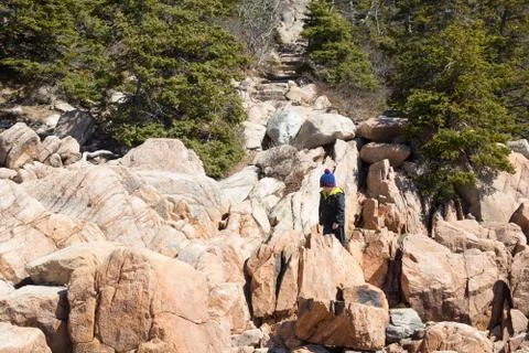 Boy walking on Cliffs 스톡 사진