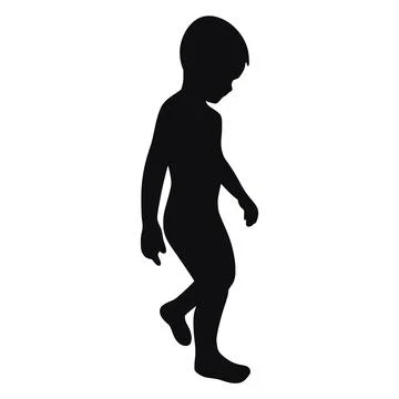 Boy walking ink silhouette Иллюстрация