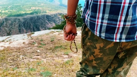 Boy walking in the mountain Stock Footage 196105783