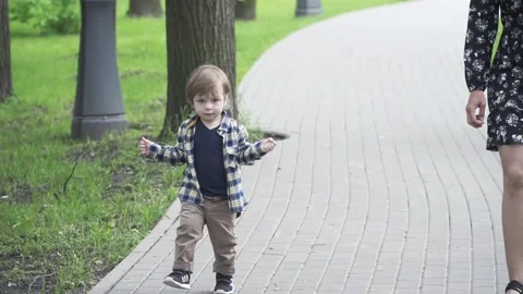 Boy walking in the park Stock Footage 133270225