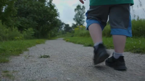 Boy walking on a path. Stock Footage 157890641