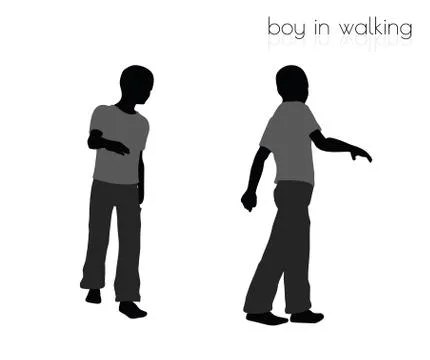 Boy in walking pose on white background Stock Illustration