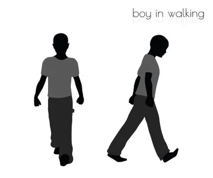 Boy in walking pose on white background Stock Illustration