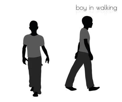 Boy in walking pose on white background Stock Illustration
