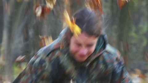 A boy walks in the autumn park. Stock Footage 119896648
