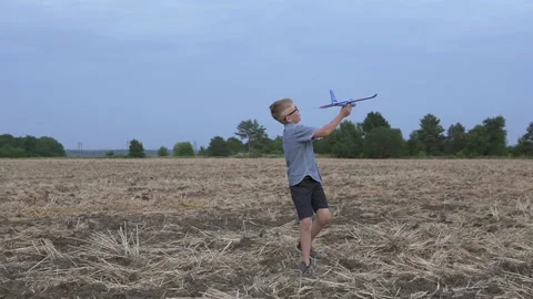 The boy wants to become a pilot or an astronaut. Stock Footage 158669191