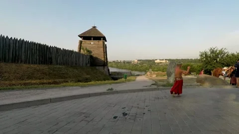 Boy warrior with a saber Stock Footage 161258047