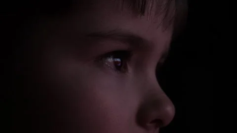 Boy Watch Television at Evening. Video Game Entertainment Emotions Family. .. Video stock 336003377