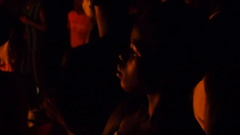 Boy watching the campfire party Stock Footage 80617306