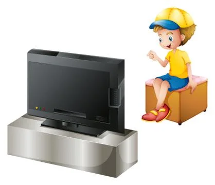 A boy watching TV Stock Illustration