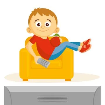 Boy is watching tv vector illustration Illustrazione stock