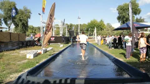 Boy on the water board Stock Footage 11286341