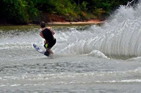 Boy waterskiing Stock Photos