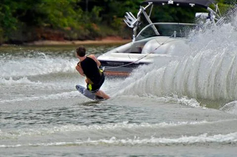 Boy waterskiing Stock Photos