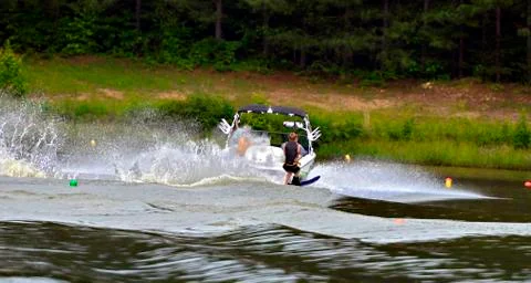 Boy waterskiing Stock Photos