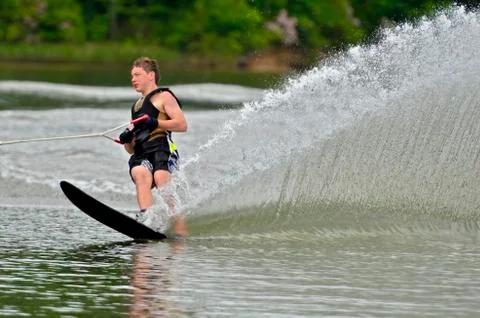 Boy waterskiing Stock Photos