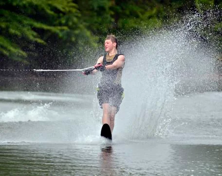 Boy waterskiing Stock Photos