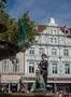 Boy waves banner flag at Fridays for Future demonstration in Brunswick city Photo