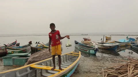 Boy waving in Sri Lanka Stock Footage 49366066