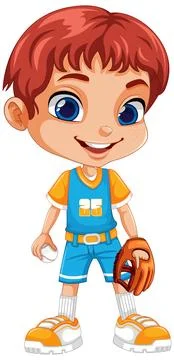 Boy Wearing Baseball Gloves Stock Illustration