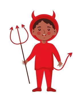 Boy wearing devil costume Illustrazione stock