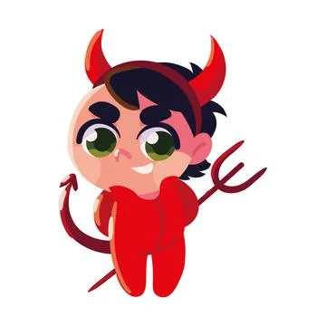 Boy wearing devil costume Stock Illustration