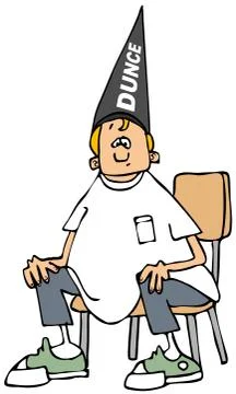 Boy wearing a dunce hat Stock Illustration