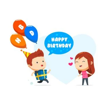 A boy wearing gift box Stock Illustration