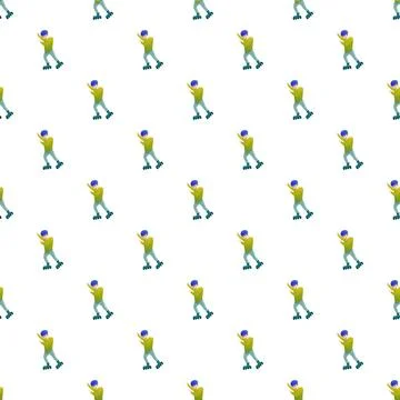 Boy wearing helmet and inline skates creating a repeating pattern Stock Illustration