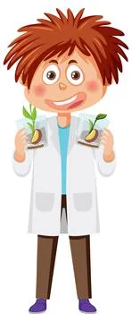 A boy wearing lab coat Stock Illustration