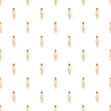 Boy wearing pajamas standing pattern background Illustrazione stock