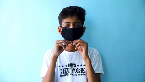 Boy wearing protective mask. protection in prevention for coronavirus covid 19. Stock Footage 127617780