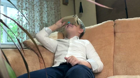 Boy wearing virtual reality goggles 4K. Stock Footage 67581189