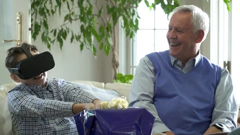 Boy wearing virtual reality headset. Stock Footage 88019893