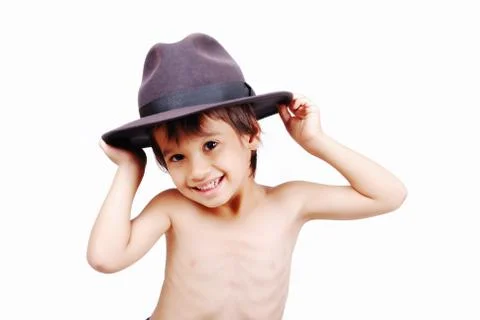 Boy with wheat hat on head Stock Photos