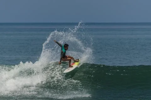 Boy while surfing Stock Photos