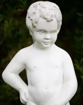 Boy white ceramic statue Stock Photos
