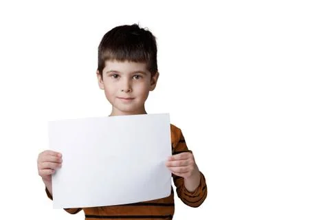 Boy with white sheet on white background isolate Stock Photos