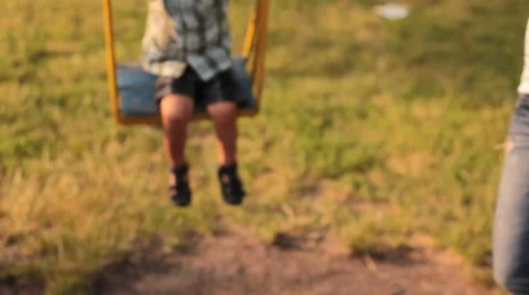 Boy who rides on a swing Stock Footage 46462847