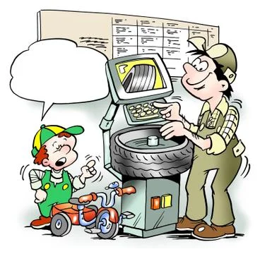 Boy will also have its tires balanceds Stock Illustration