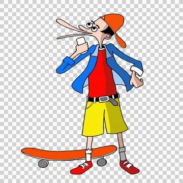Boy will play skate board Stock Illustration
