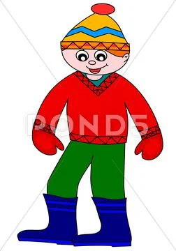 The boy in winter clothes  Stock Illustration