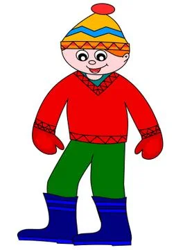 The boy in winter clothes  Illustrazione stock