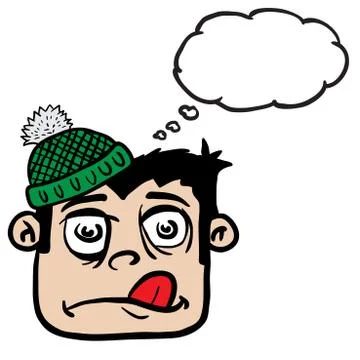 Boy with winter hat and thought bubble Stock Illustration