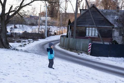 A boy in winter. Stock Photos