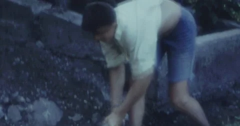 Boy Working Old Car Construction Place 60s 16mm Stock Footage 45674336